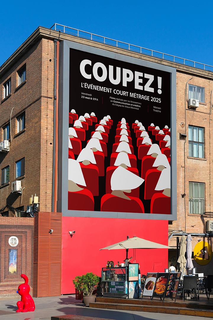 Très grande affiche publicitaire sur la façade d'un bâtiment
